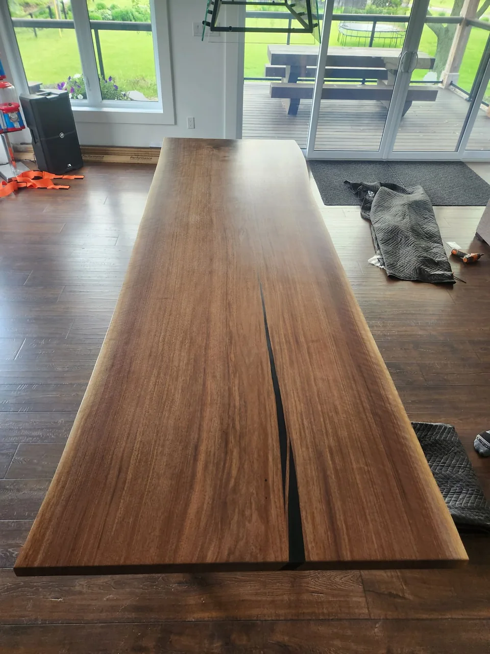 Long walnut dining table