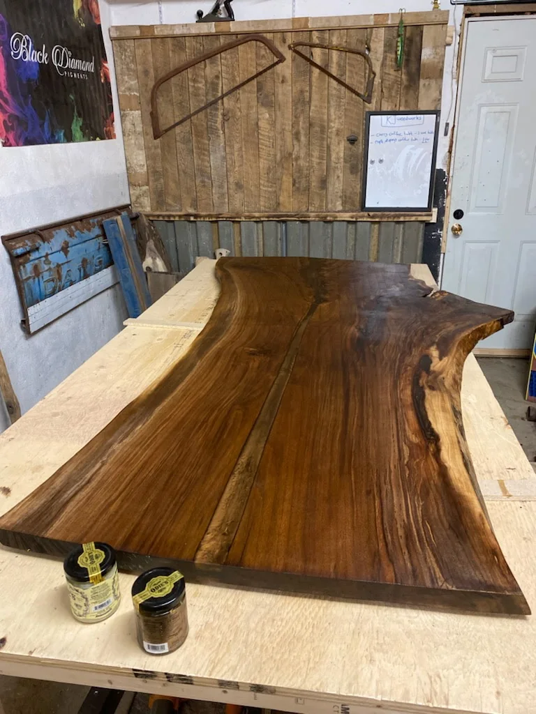Walnut top with resin seam