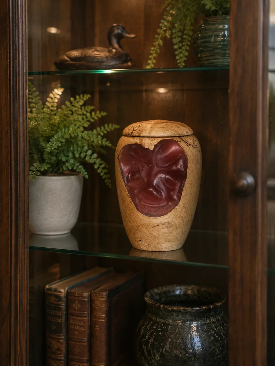 With red resin inlay